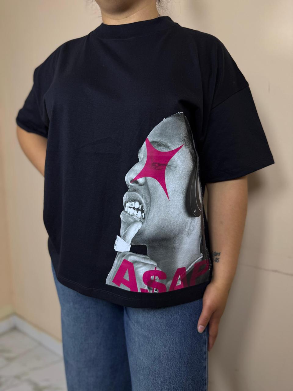 Remera boxy fit - Negro / Asad