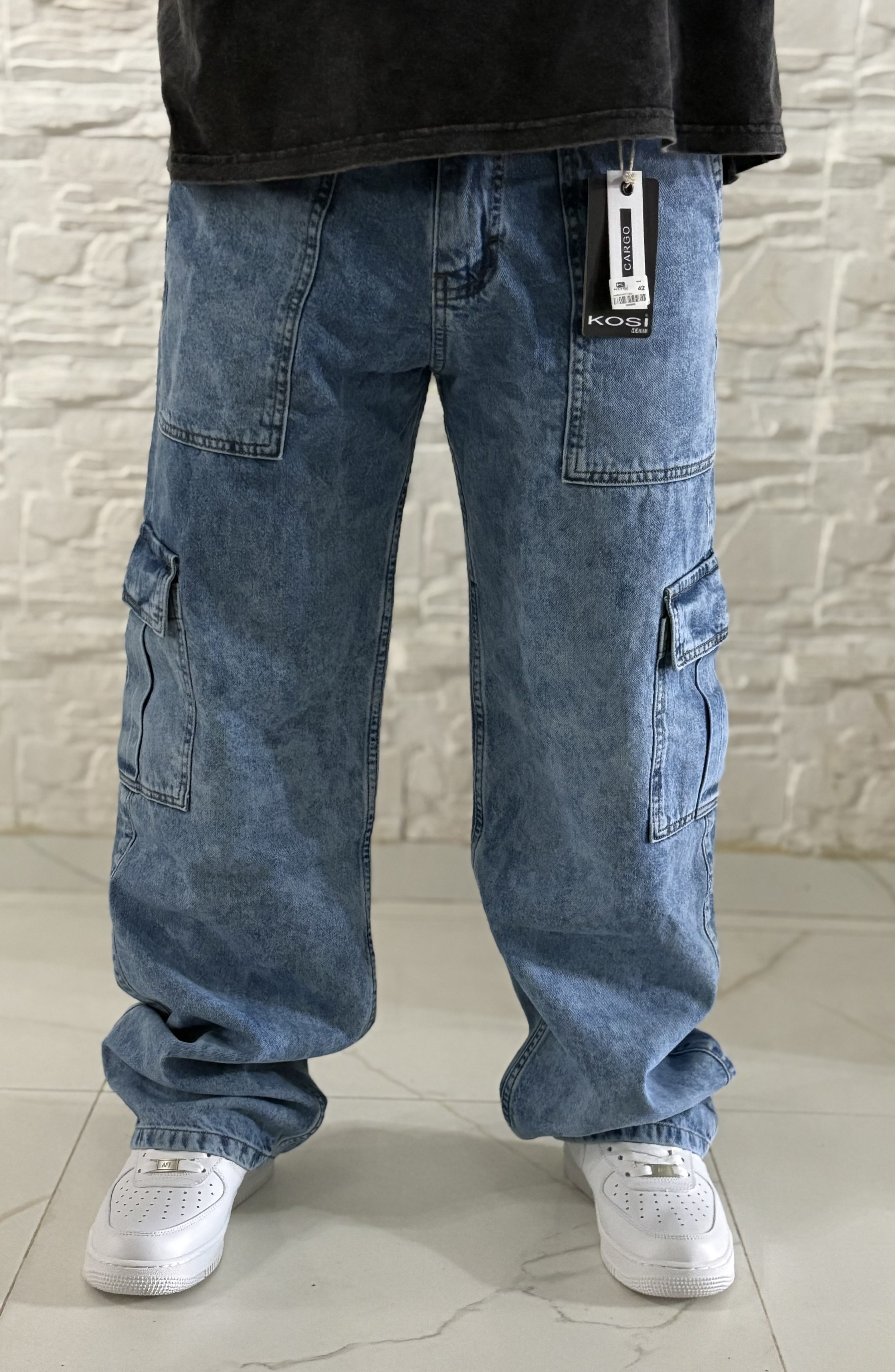 Jeans cargo - celeste