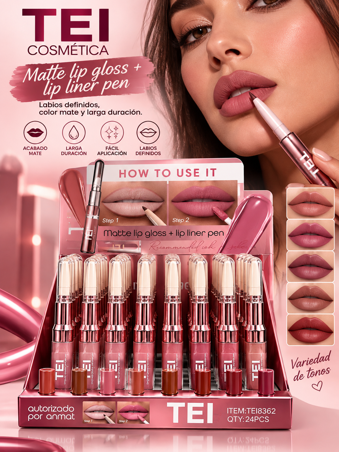 Matte Lip Gloss + Lip liner pen - TEI