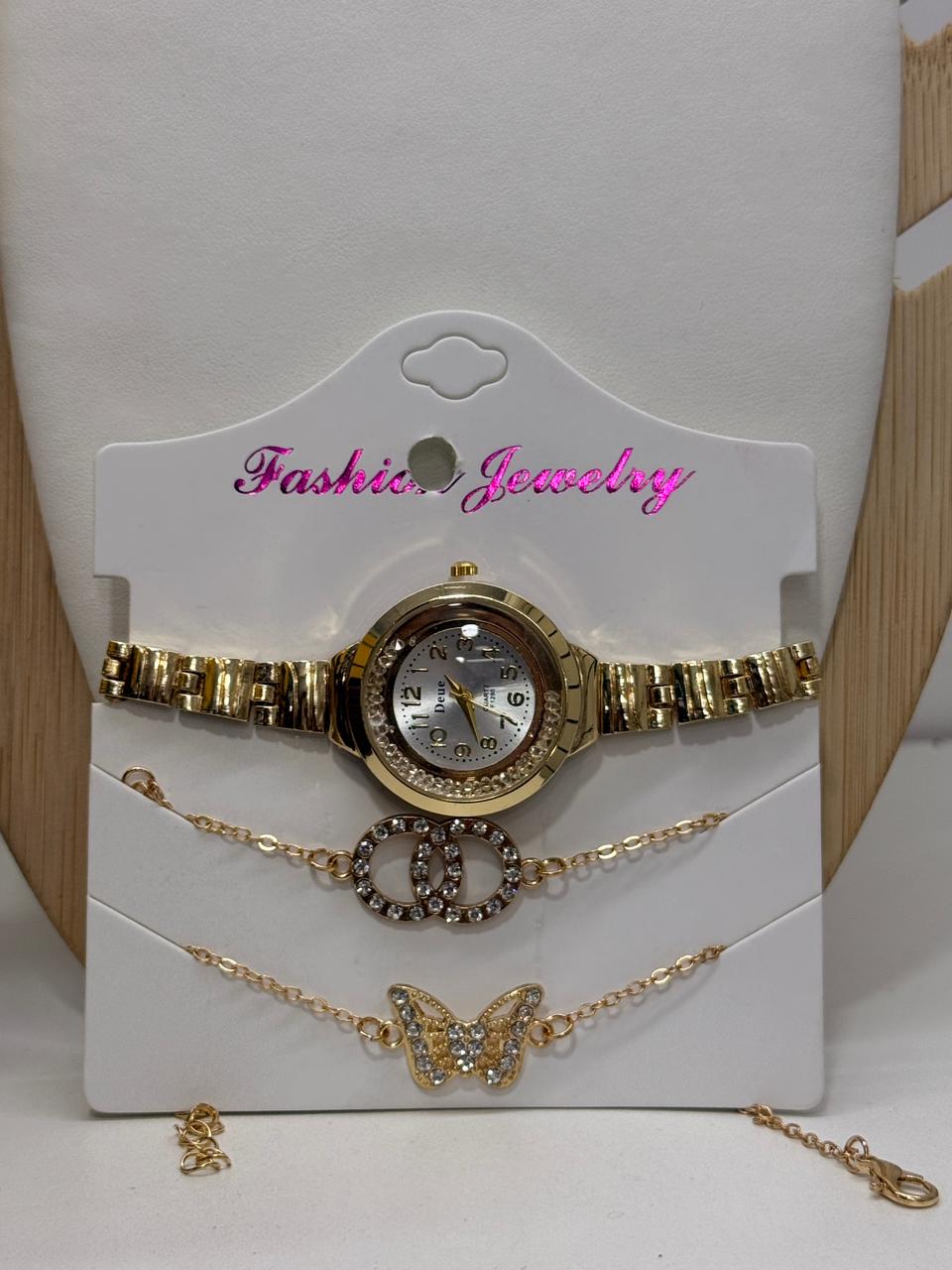 Set de Reloj + Pulseras / Mariposa
