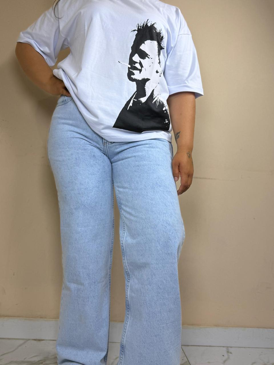 Remera boxy fit - Blanco / Brad Pit