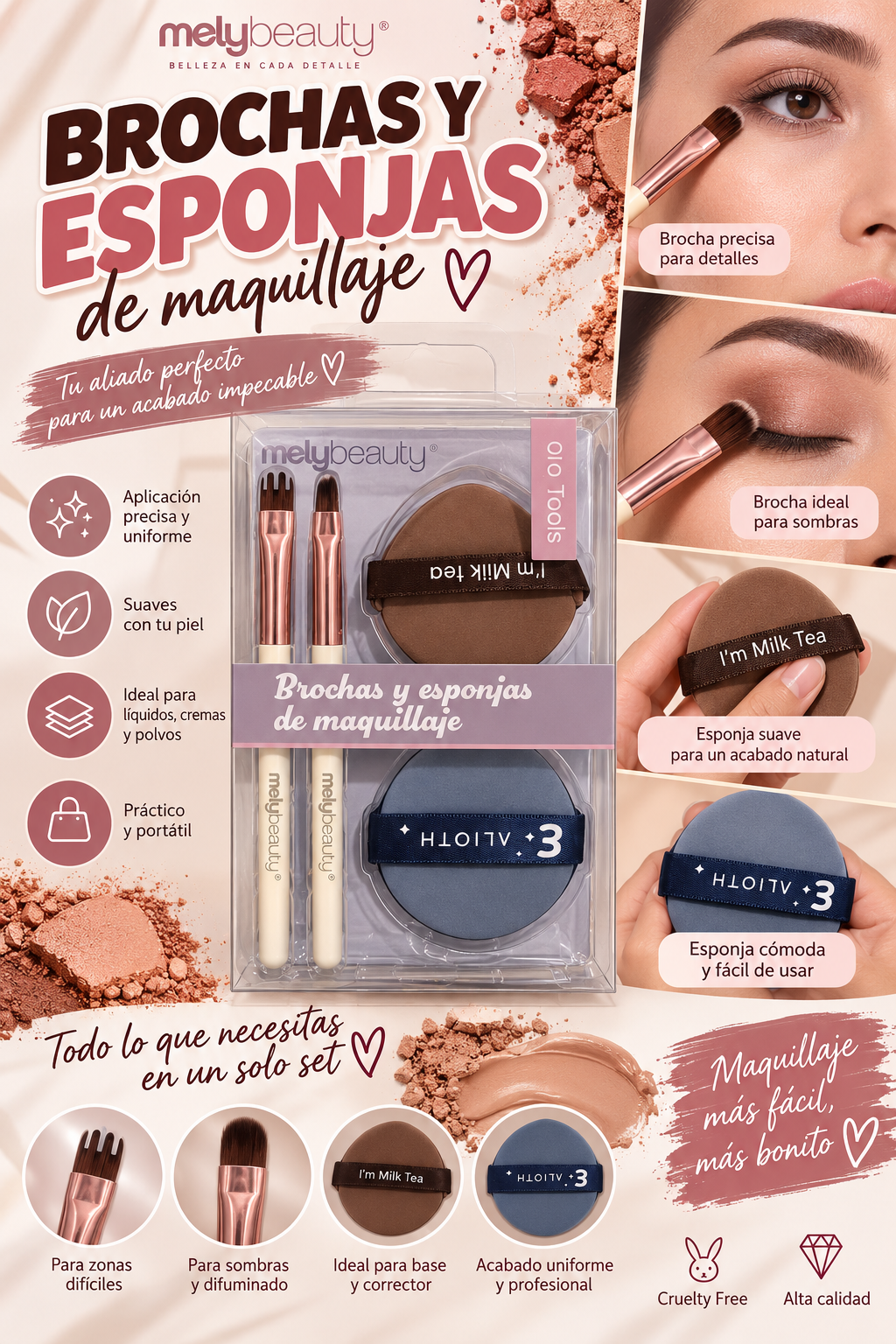 Brochas y esponjas de maquillaje