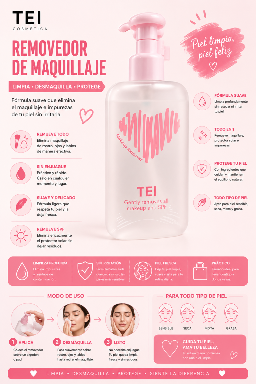 Desmaquillante facial - TEI Makeup Remover