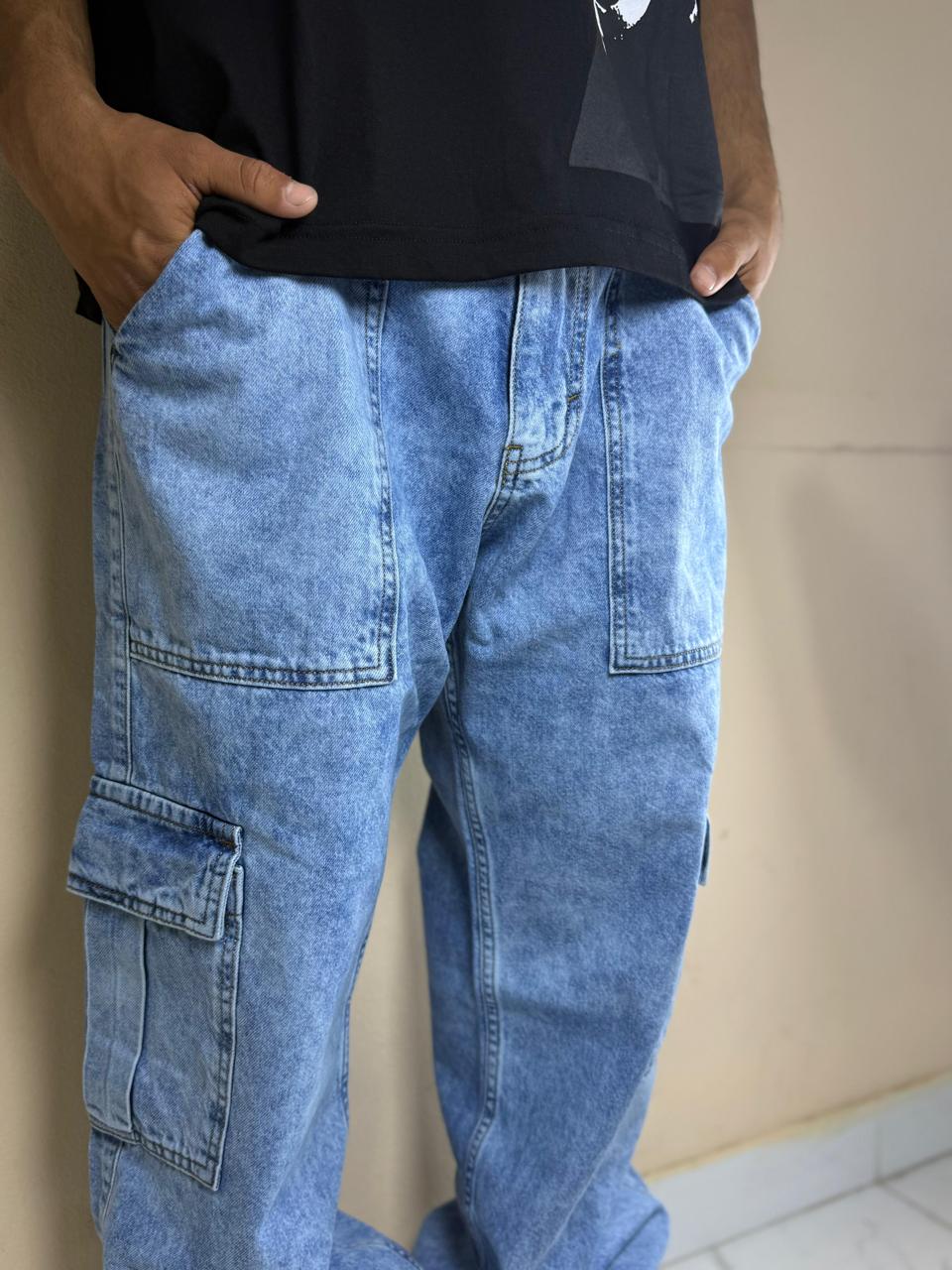 Jeans Cargo - Celeste