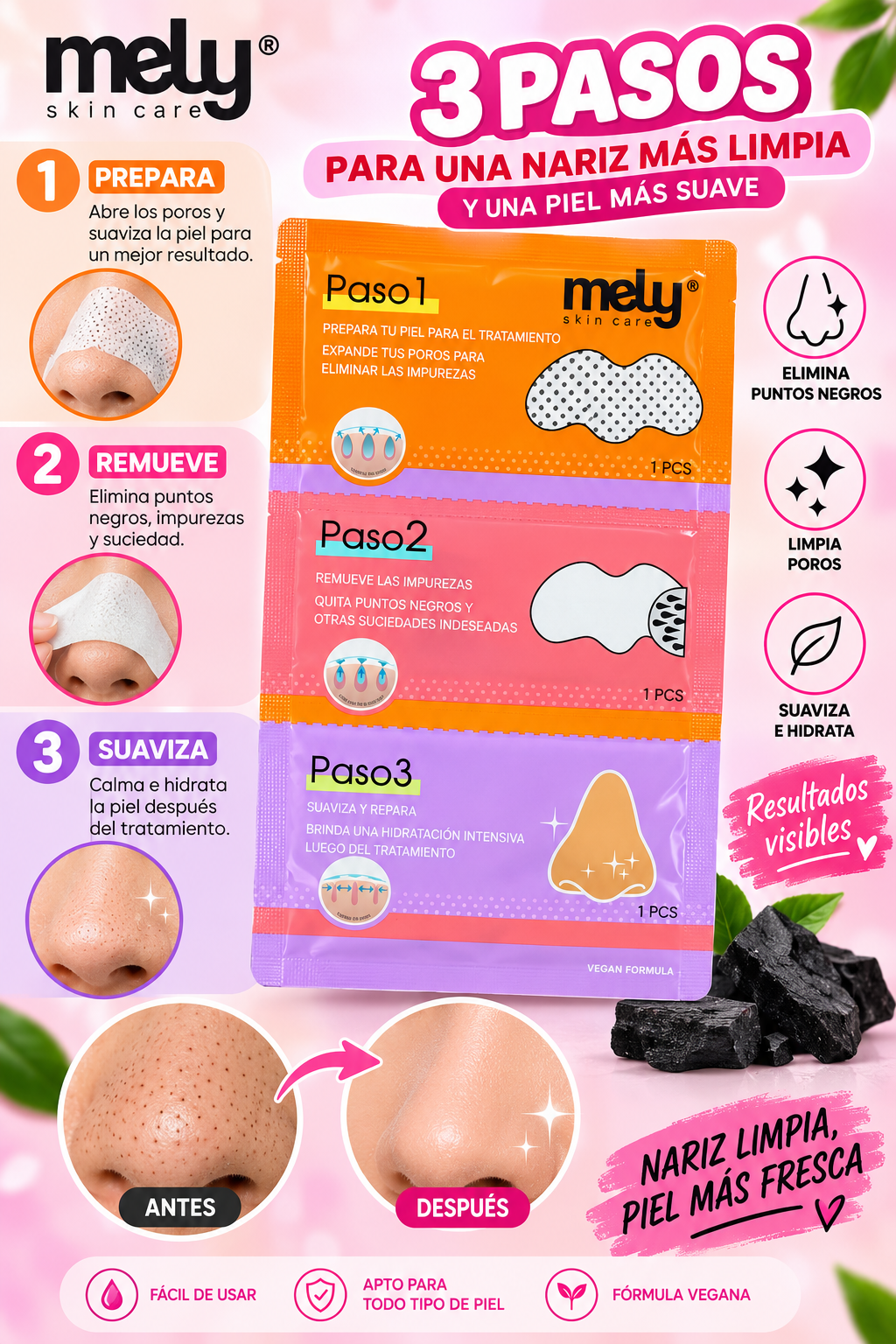 Parches para remover puntos negros - Mely Skincare