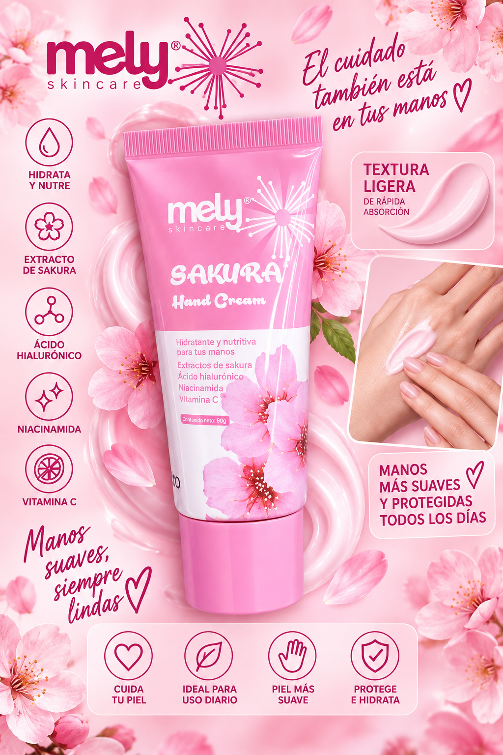 Sakura Hand Cream - Mely Skincare