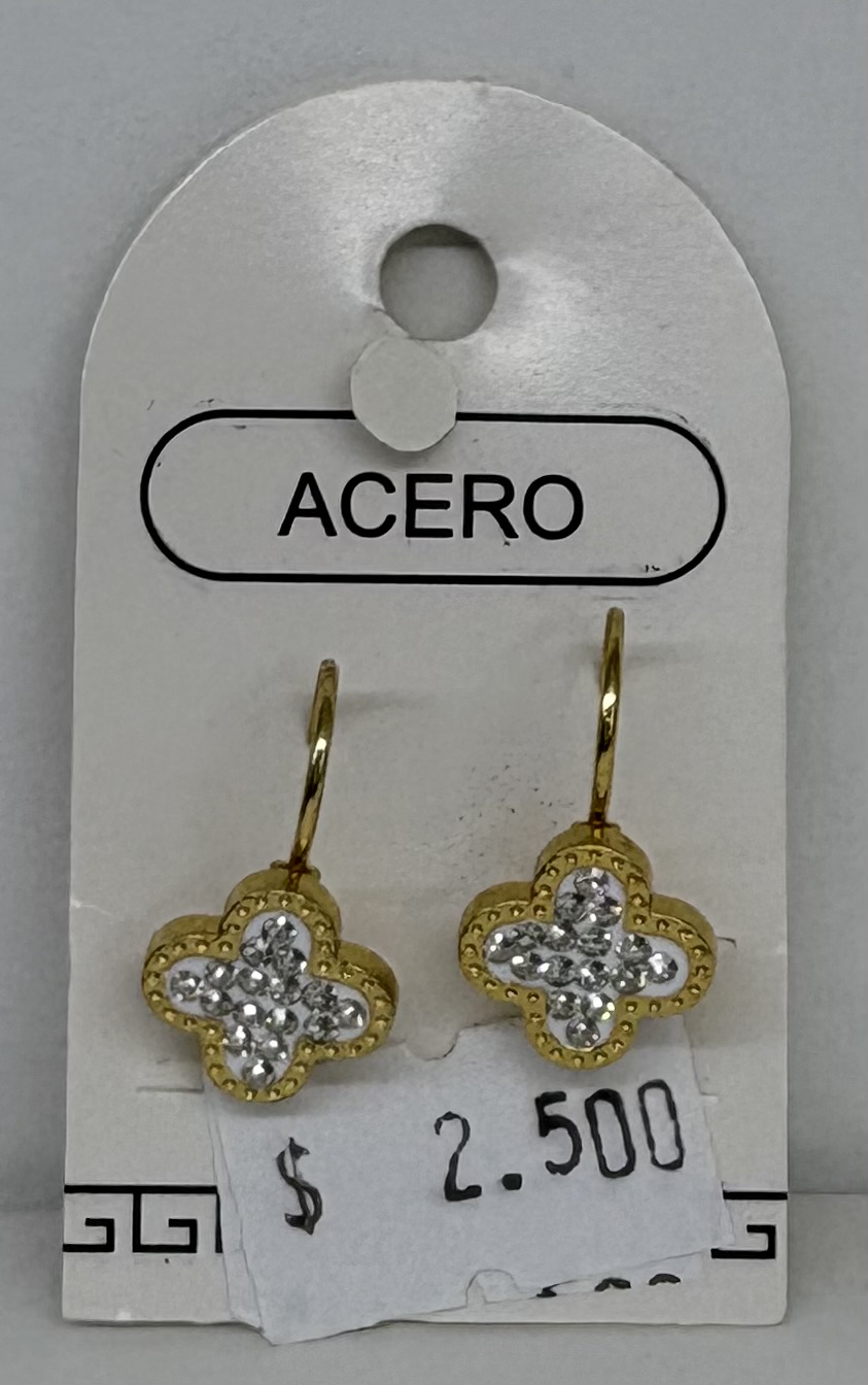 Argollas colgante - Trébol con brillo