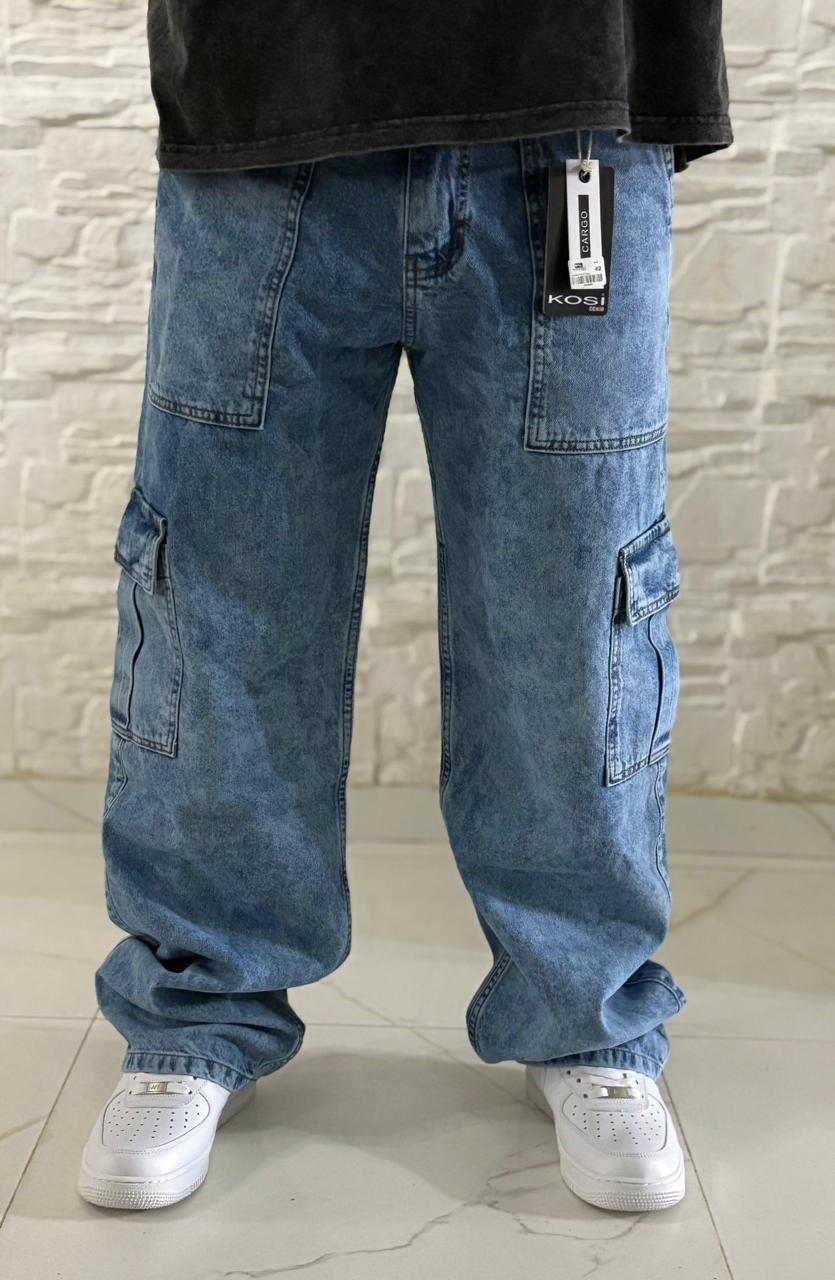 Jeans Cargo - Celeste